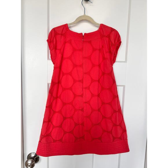 Mini Boden Girls Eyelet Circle Tunic Dress Cap Sleeve Coral Berry Red Size 7-8Y - Picture 6 of 11
